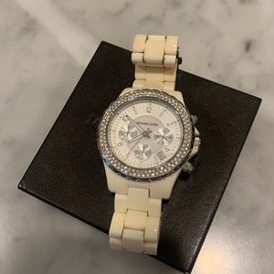 White acrylic Michael Kors watch